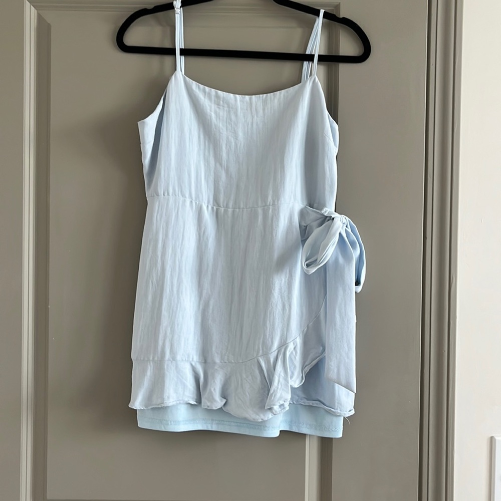 Stolen Hearts Blue Pastel Mini Dress. Size L.